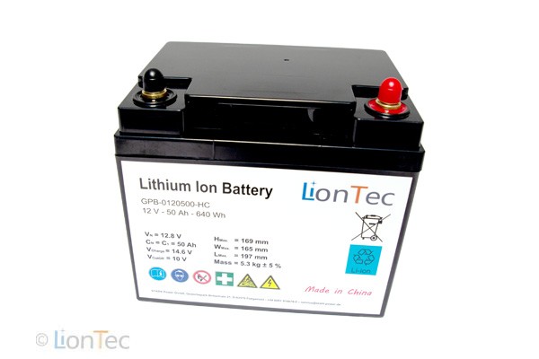 Lithium-Ionen-Batterrij 12 V - 50 Ah